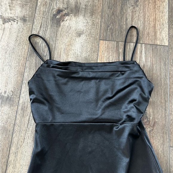 Windsor Junior Women’s Black Satin Mini Dress Draped Sweetheart Cocktail Size L - Picture 6 of 13